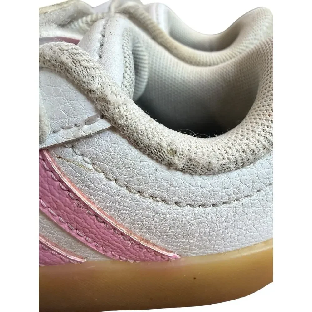 Adidas White Pink JI1266 Toddler Size 8 Hook Loop Gummy Sneakers Shoes